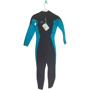 New Hevto Wetsuit Mens / Womens Size Small Black Aqua FRONT ZIP